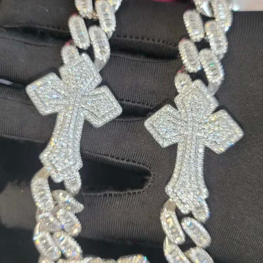 Silver Baguette Cross Necklace – 20 Inch - Picture 3 of 8